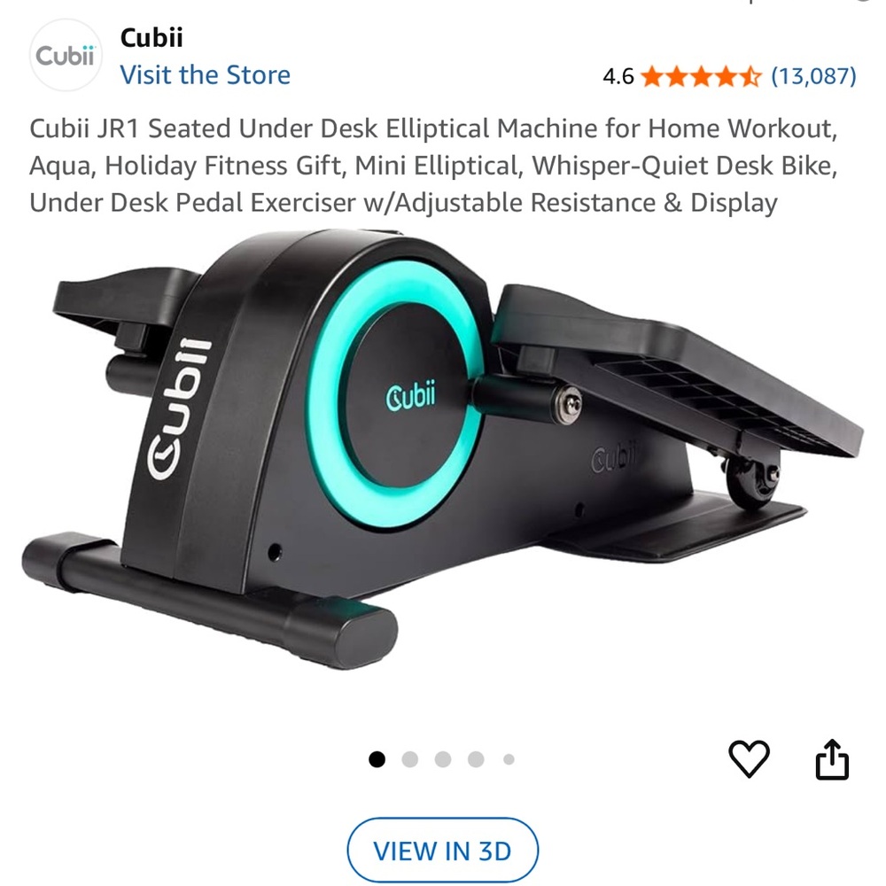 Cubii JR1 Under Desk Elliptical Machine - Black and Aqua